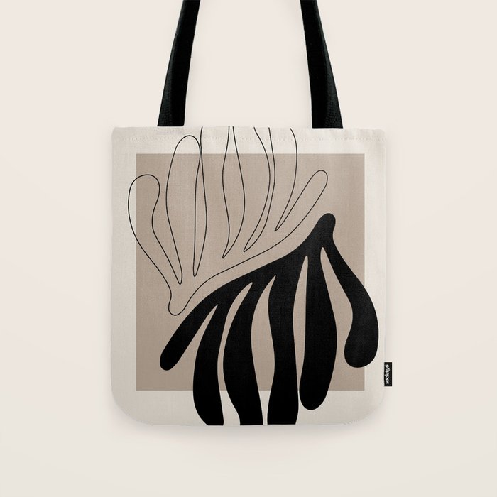 Matisse line leaf poster, abstract modern art, framed matisse print, eclectic plant wall decor Tote Bag Gallery Image 1