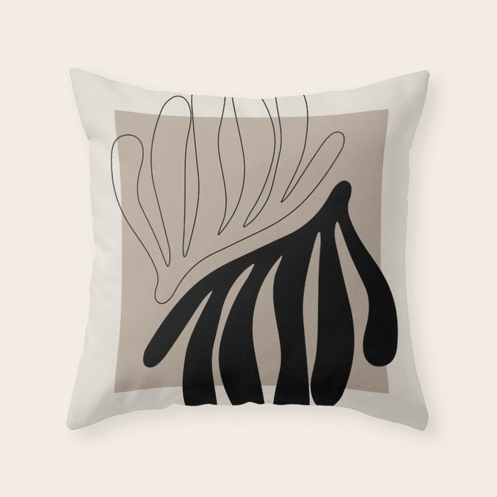 Matisse line leaf poster, abstract modern art, framed matisse print, eclectic plant wall decor Throw Pillow Gallery Image 6