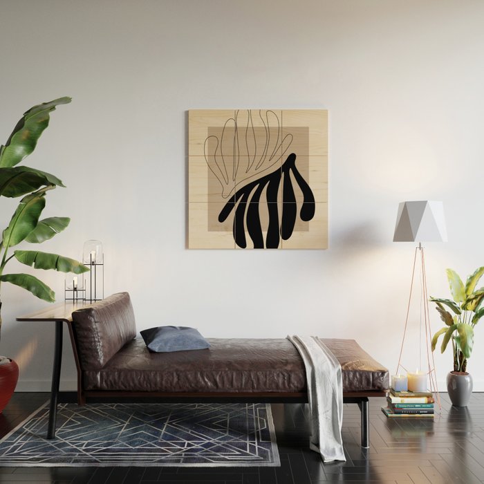 Matisse line leaf poster, abstract modern art, framed matisse print, eclectic plant wall decor Wood Wall Art Gallery Image 2