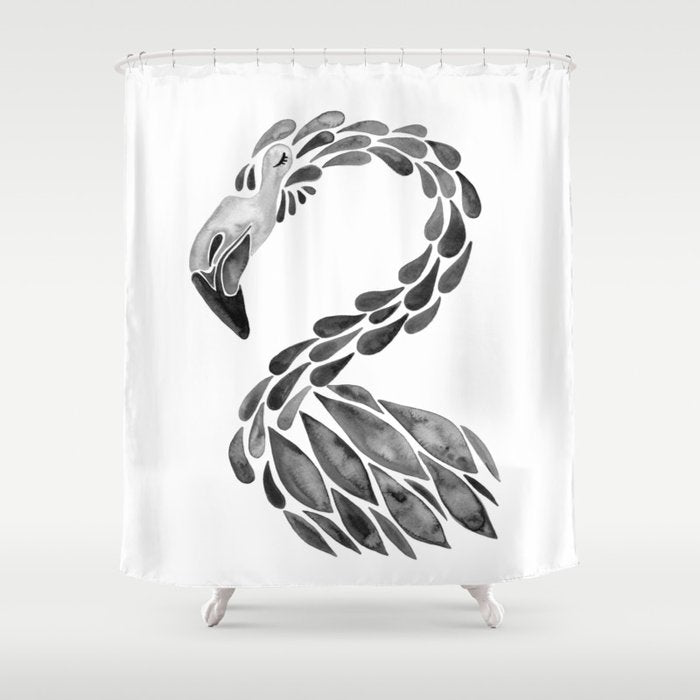Miami Flamingo - Black Ink Shower Curtain Gallery Image 1