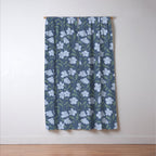 Moody Botanical Blooms on Slate Blue Window Curtain Gallery Image 3