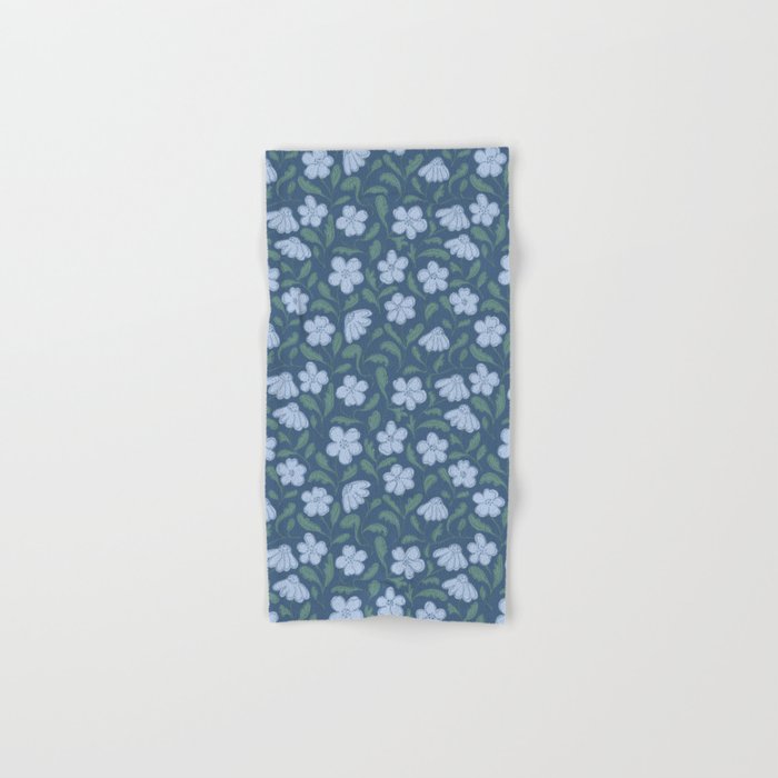 Moody Botanical Blooms on Slate Blue Bath Towel Gallery Image 1