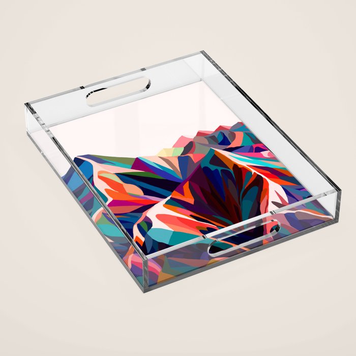 Mountains sunset warm Acrylic Tray Gallery Image 1