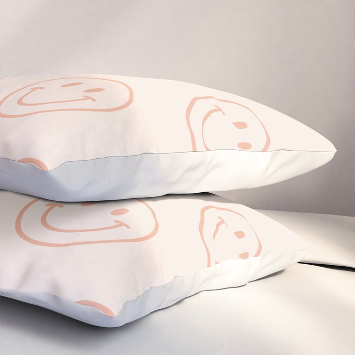 Beige/Peach Smiley Pattern Pillow Sham Gallery Image 3