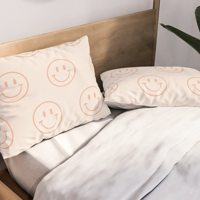 Beige/Peach Smiley Pattern Pillow Sham Gallery Image 2