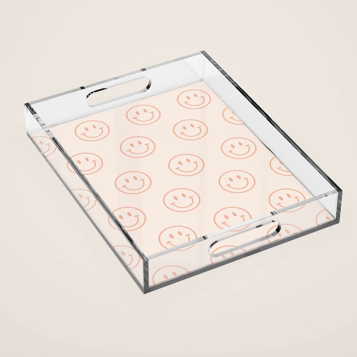 Beige/Peach Smiley Pattern Acrylic Tray Gallery Image 1