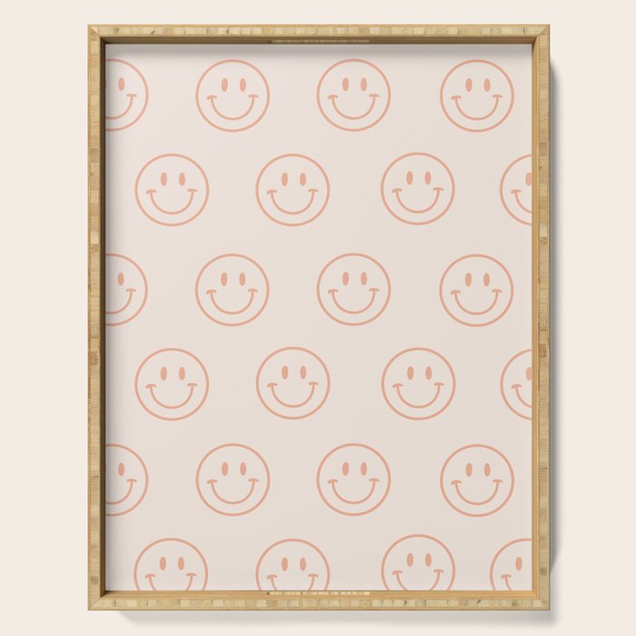 Beige/Peach Smiley Pattern Serving Tray Gallery Image 1