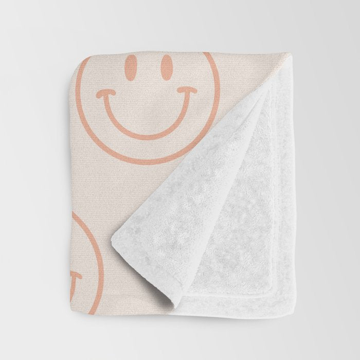 Beige/Peach Smiley Pattern Throw Blanket Gallery Image 3