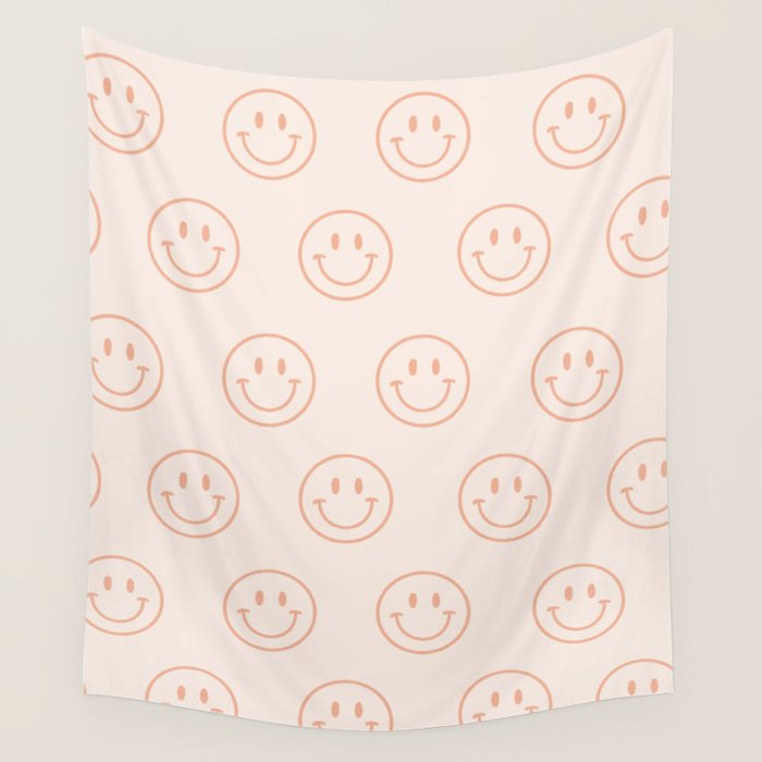 Beige/Peach Smiley Pattern Wall Tapestry Gallery Image 1