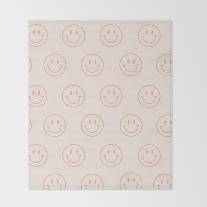Beige/Peach Smiley Pattern Throw Blanket Gallery Image 2