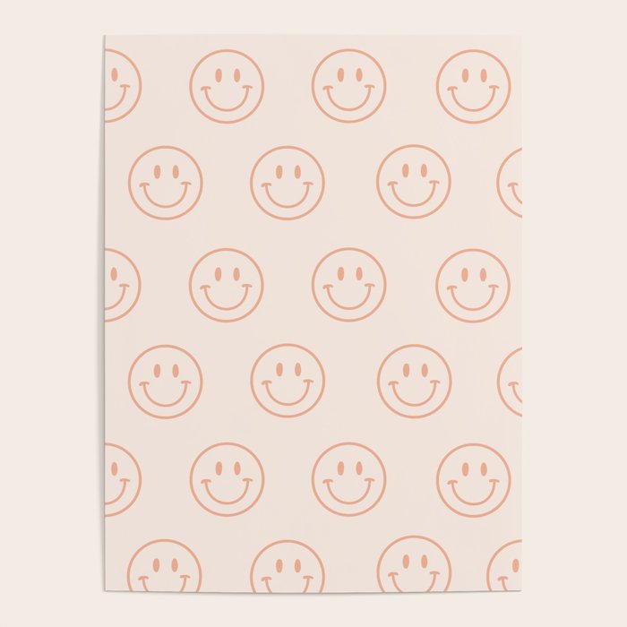 Beige/Peach Smiley Pattern Poster Gallery Image 4