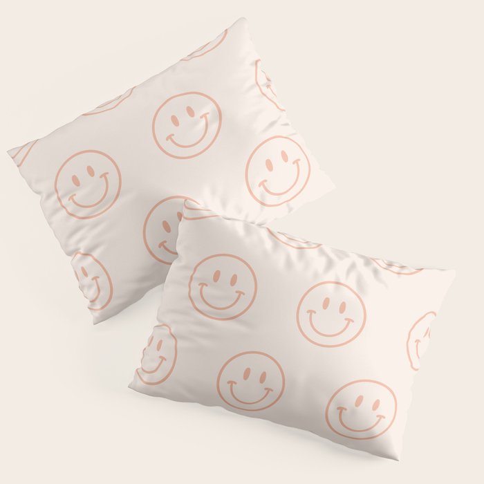 Beige/Peach Smiley Pattern Pillow Sham