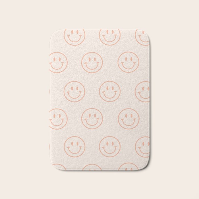 Beige/Peach Smiley Pattern Bath Mat Gallery Image 1
