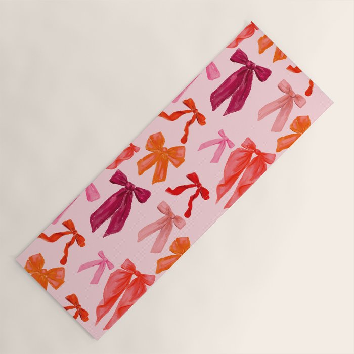 Vibrant Red Watercolor Bow  Yoga Mat Gallery Image 1