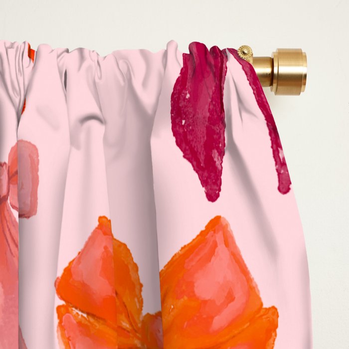 Vibrant Red Watercolor Bow  Window Curtain Gallery Image 2