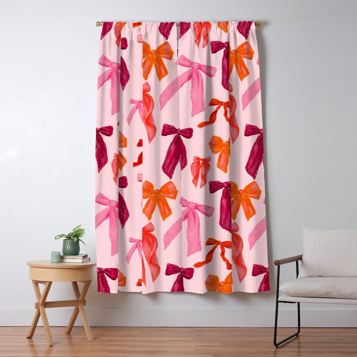 Vibrant Red Watercolor Bow  Window Curtain Gallery Image 1