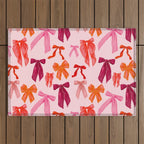 Vibrant Red Watercolor Bow  Outdoor Rug Gallery Image 1