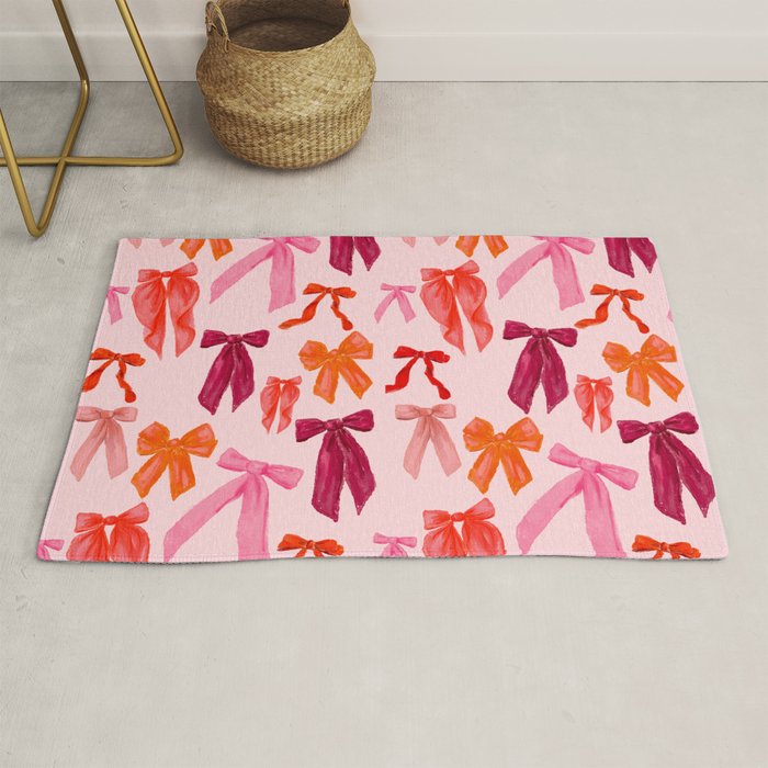 Vibrant Red Watercolor Bow  Rug Gallery Image 1