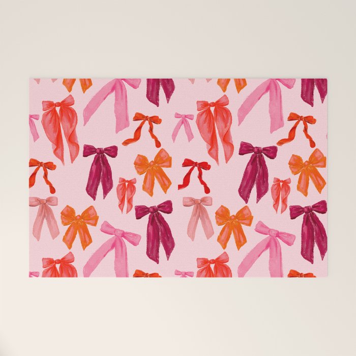 Vibrant Red Watercolor Bow  Welcome Mat Gallery Image 1