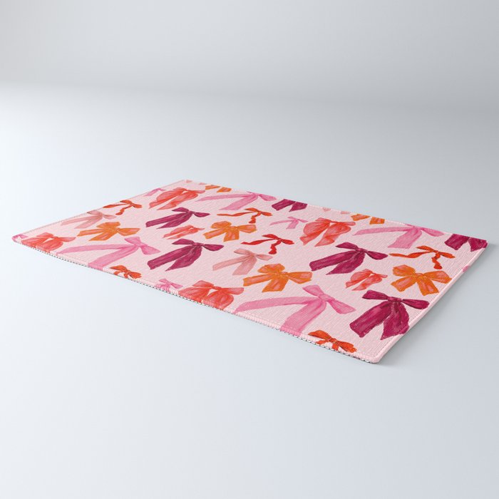 Vibrant Red Watercolor Bow  Rug Gallery Image 3