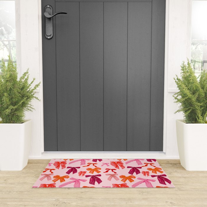 Vibrant Red Watercolor Bow  Welcome Mat Gallery Image 3