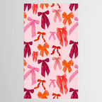 Vibrant Red Watercolor Bow  Tablecloth Gallery Image 2