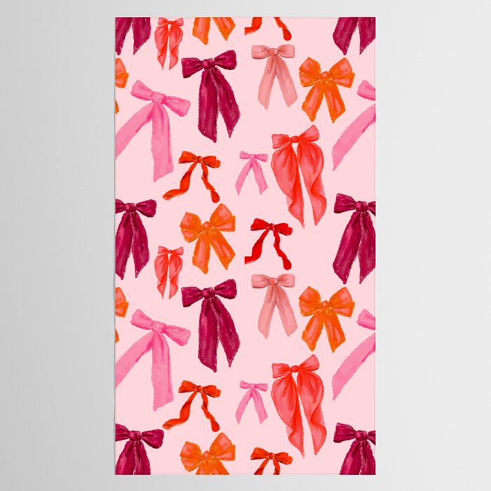 Vibrant Red Watercolor Bow  Tablecloth Gallery Image 2