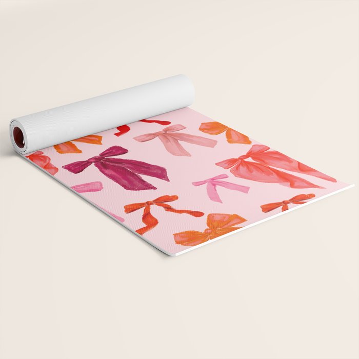 Vibrant Red Watercolor Bow  Yoga Mat Gallery Image 2