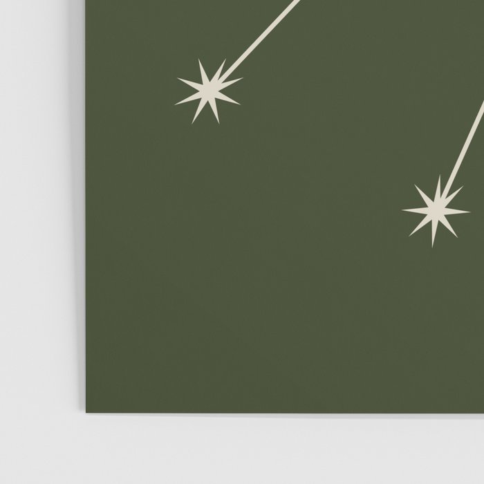 Taurus Zodiac Star Constellation Line Art Moss Green Poster Gallery Image 3