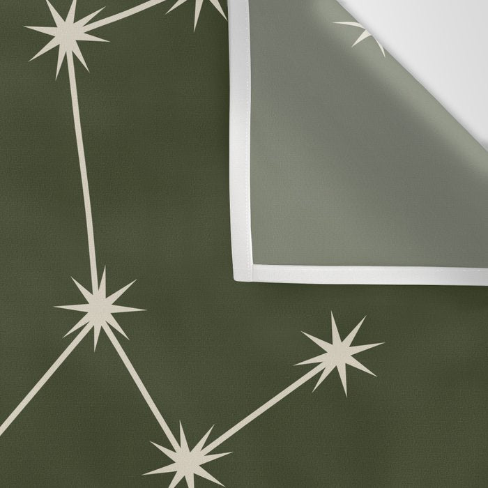 Taurus Zodiac Star Constellation Line Art Moss Green Wall Tapestry Gallery Image 3