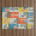Eight Shadow Figures Utagawa Hiroshige Japanese Woodblock Print  Outdoor Rug Gallery Image 1