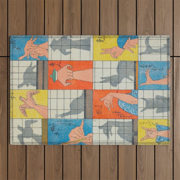 Eight Shadow Figures Utagawa Hiroshige Japanese Woodblock Print  Outdoor Rug Gallery Image 1