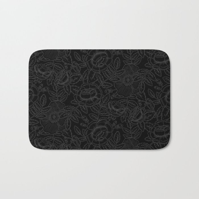 Gothic Country Rose in Black Bath Mat Gallery Image 1