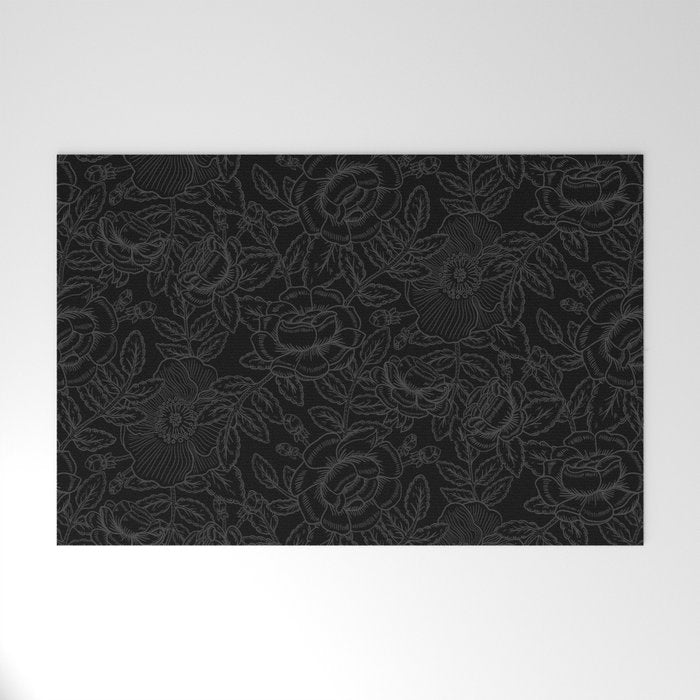Gothic Country Rose in Black Welcome Mat Gallery Image 1