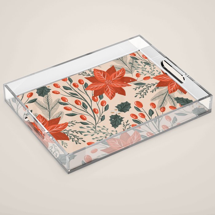 xmas poinsettia Acrylic Tray Gallery Image 1