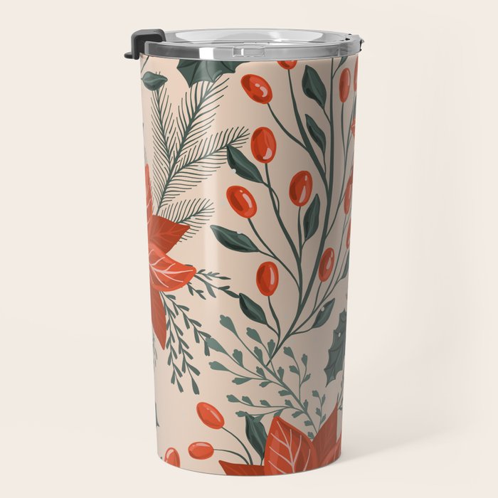 xmas poinsettia Travel Mug Gallery Image 3