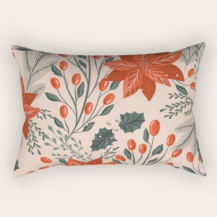 xmas poinsettia Rectangular Pillow Gallery Image 2
