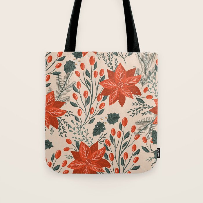 xmas poinsettia Tote Bag Gallery Image 1