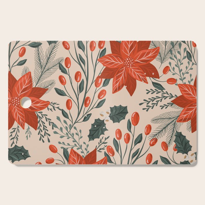 xmas poinsettia Cutting Board Gallery Image 1