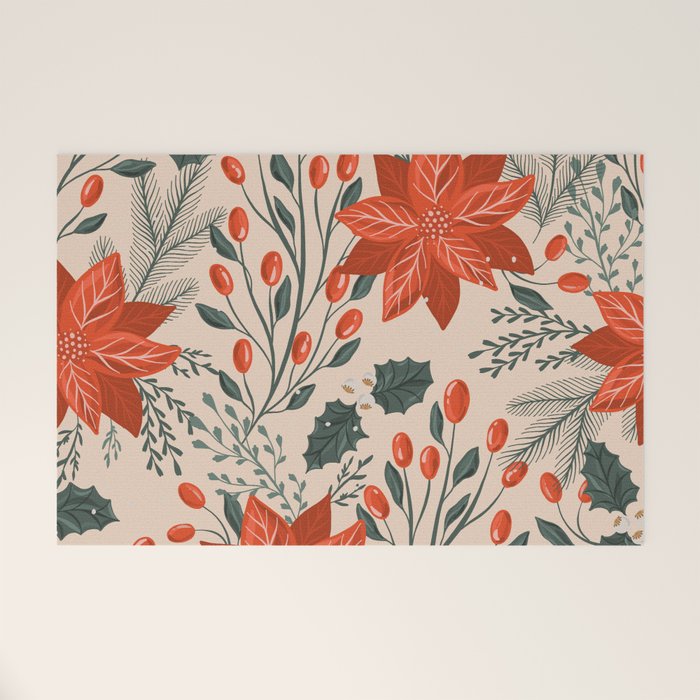 xmas poinsettia Welcome Mat Gallery Image 1