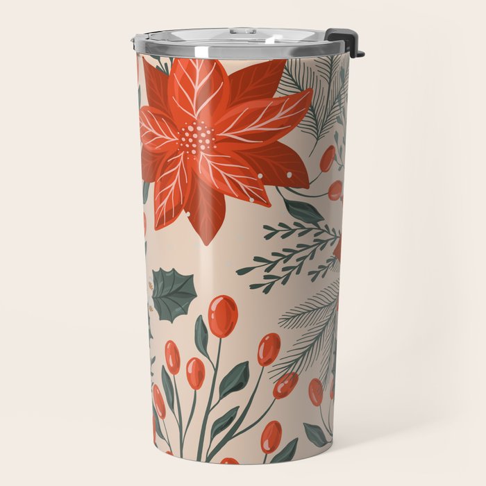 xmas poinsettia Travel Mug Gallery Image 2