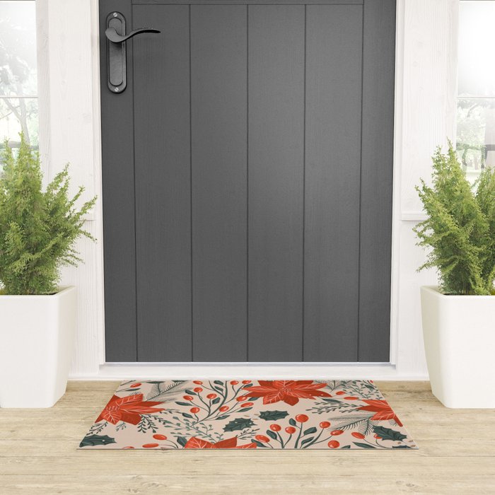 xmas poinsettia Welcome Mat Gallery Image 3