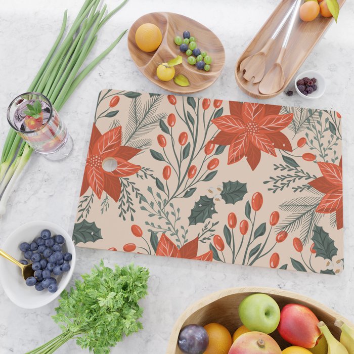 xmas poinsettia Cutting Board Gallery Image 2