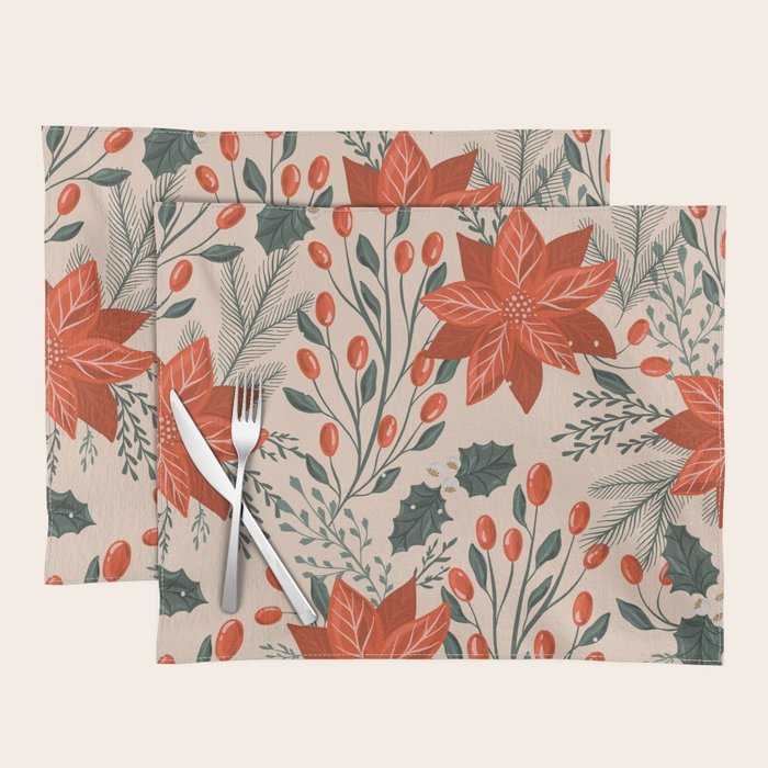 xmas poinsettia Placemat Gallery Image 1