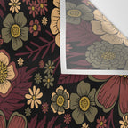 Classy Burgundy, Cream & Sage Green Floral Pattern Wall Tapestry Gallery Image 3