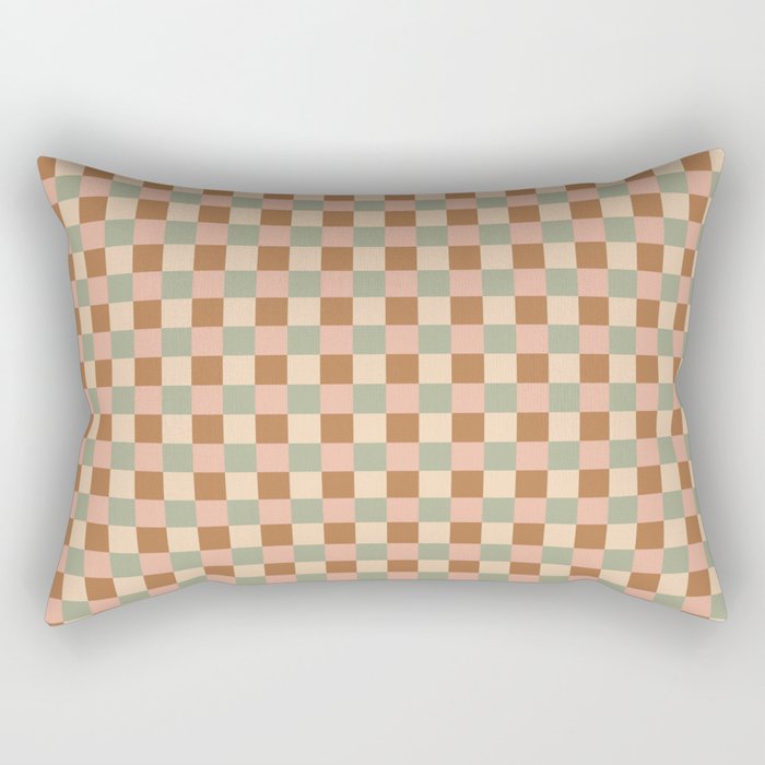 Checkered Multicolor Pattern XXV Western Summer Rectangular Pillow Gallery Image 2