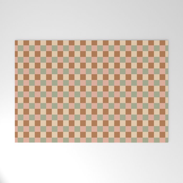 Checkered Multicolor Pattern XXV Western Summer Welcome Mat Gallery Image 1