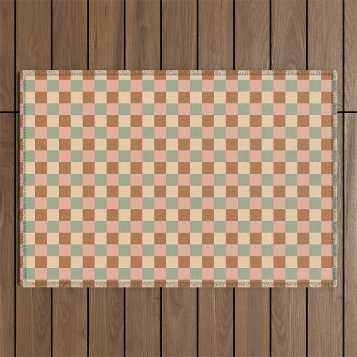 Checkered Multicolor Pattern XXV Western Summer Outdoor Rug Gallery Image 1