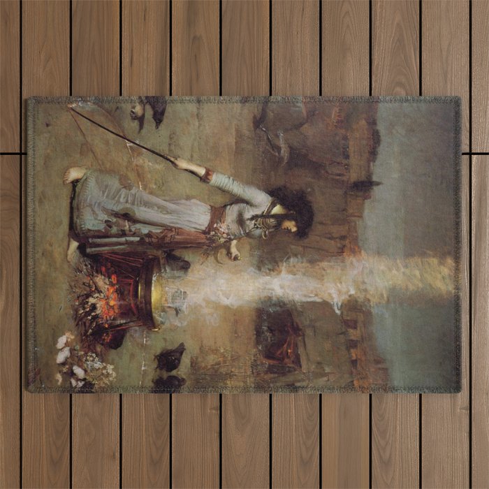 John William Waterhouse The Magic Circle Outdoor Rug Gallery Image 1