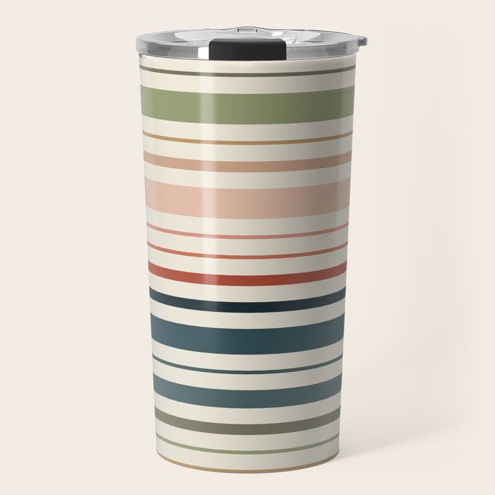 Green Boho Stripes Travel Mug Gallery Image 1